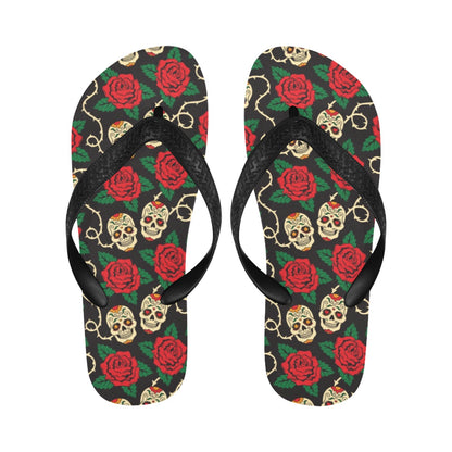 Sugar Skull Red Rose Print Design LKS301 Flip Flops