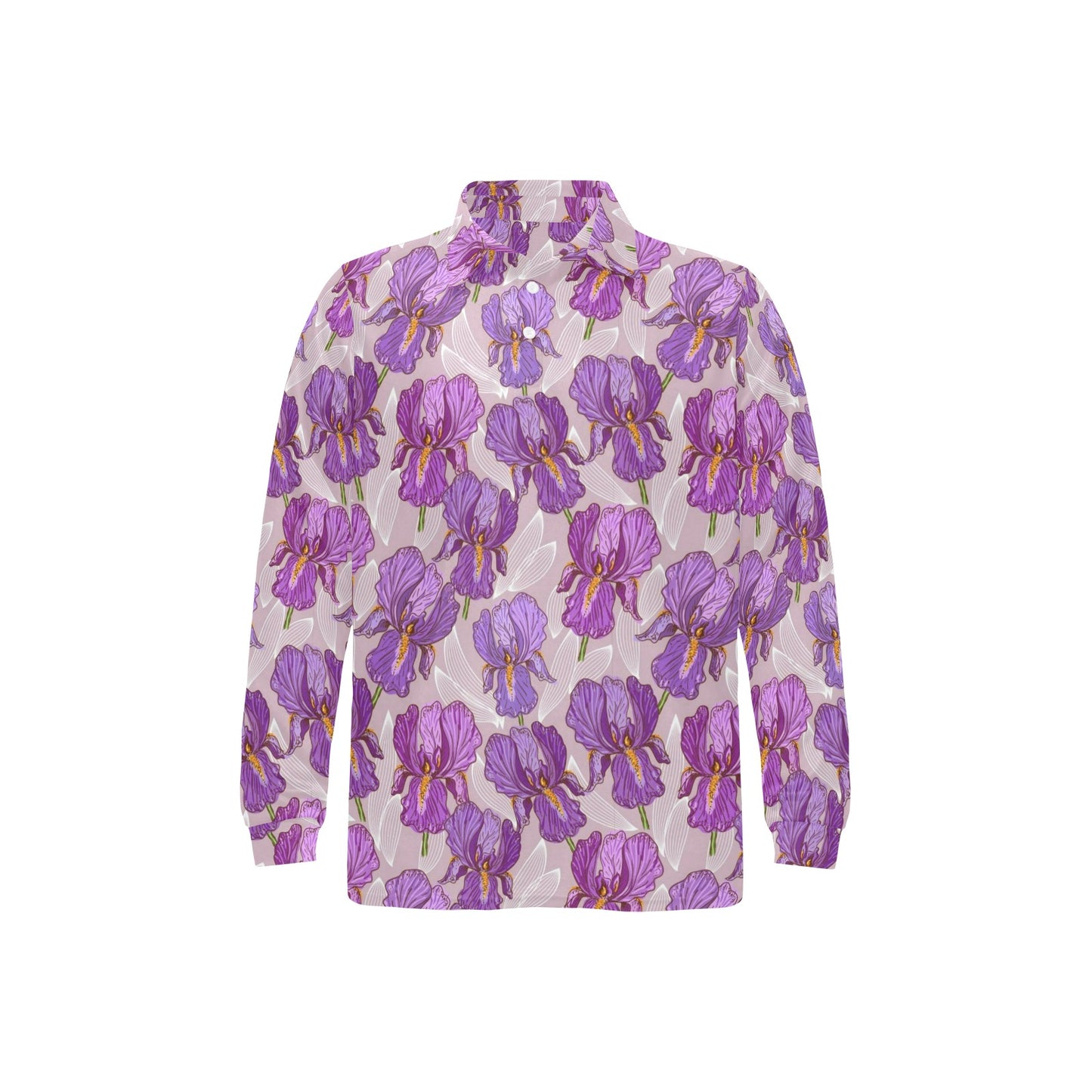Iris Pattern Print Design IR05 Long Sleeve Polo Shirt For Men's