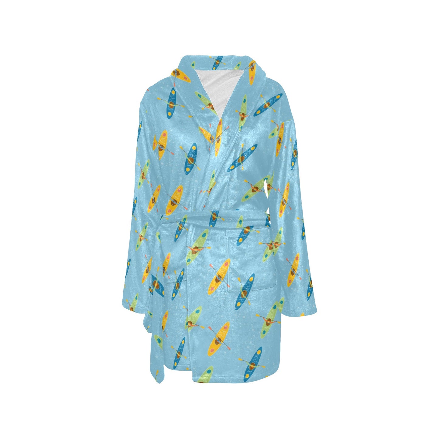 Kayak Pattern Print Design 04 Women's Fleece Robe