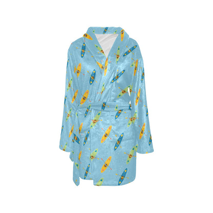 Kayak Pattern Print Design 04 Women's Fleece Robe