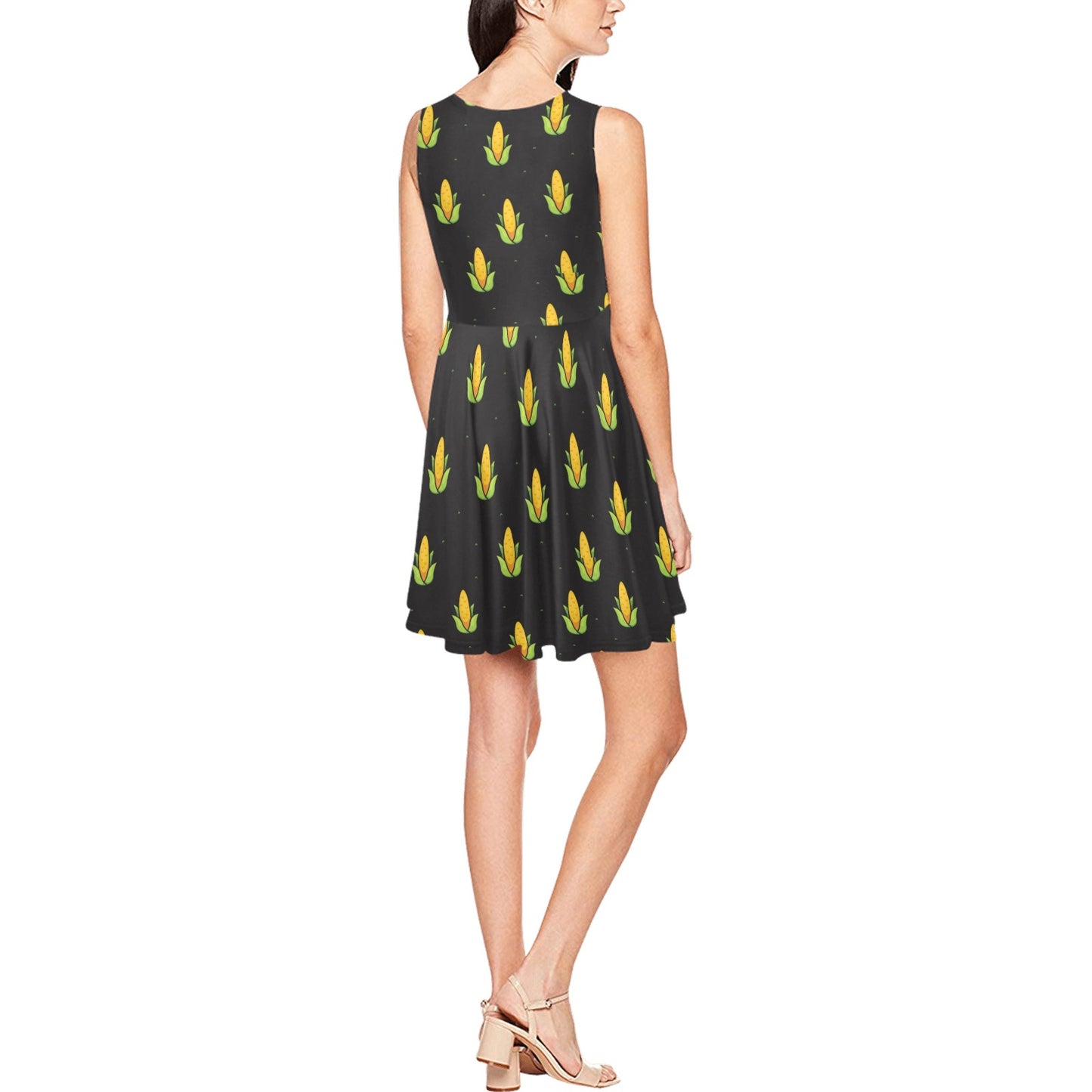 Corn Pattern Print Design 04 Sleeveless Dress