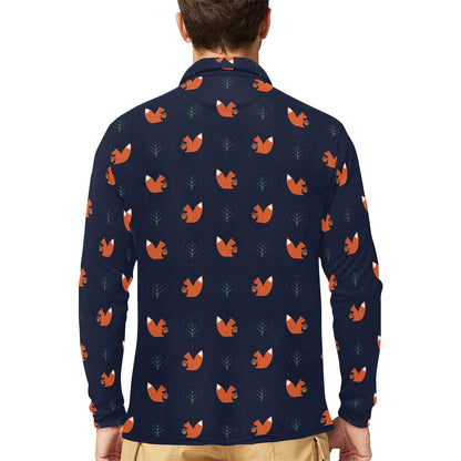 Squirrel Print Design LKS303 Long Sleeve Polo Shirt For Men's