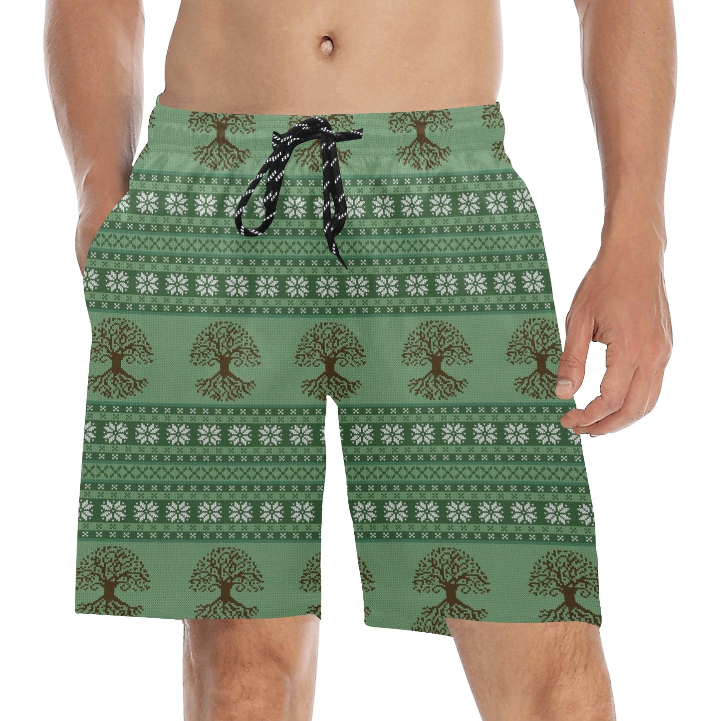 Tree Of Life Knit Style Print Design LKS301 Men's Swim Trunks Beach Shorts