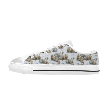 Walrus Print Design LKS401 Women's White Low Top Shoes