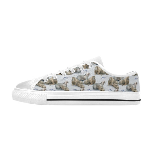 Walrus Print Design LKS401 Women's White Low Top Shoes