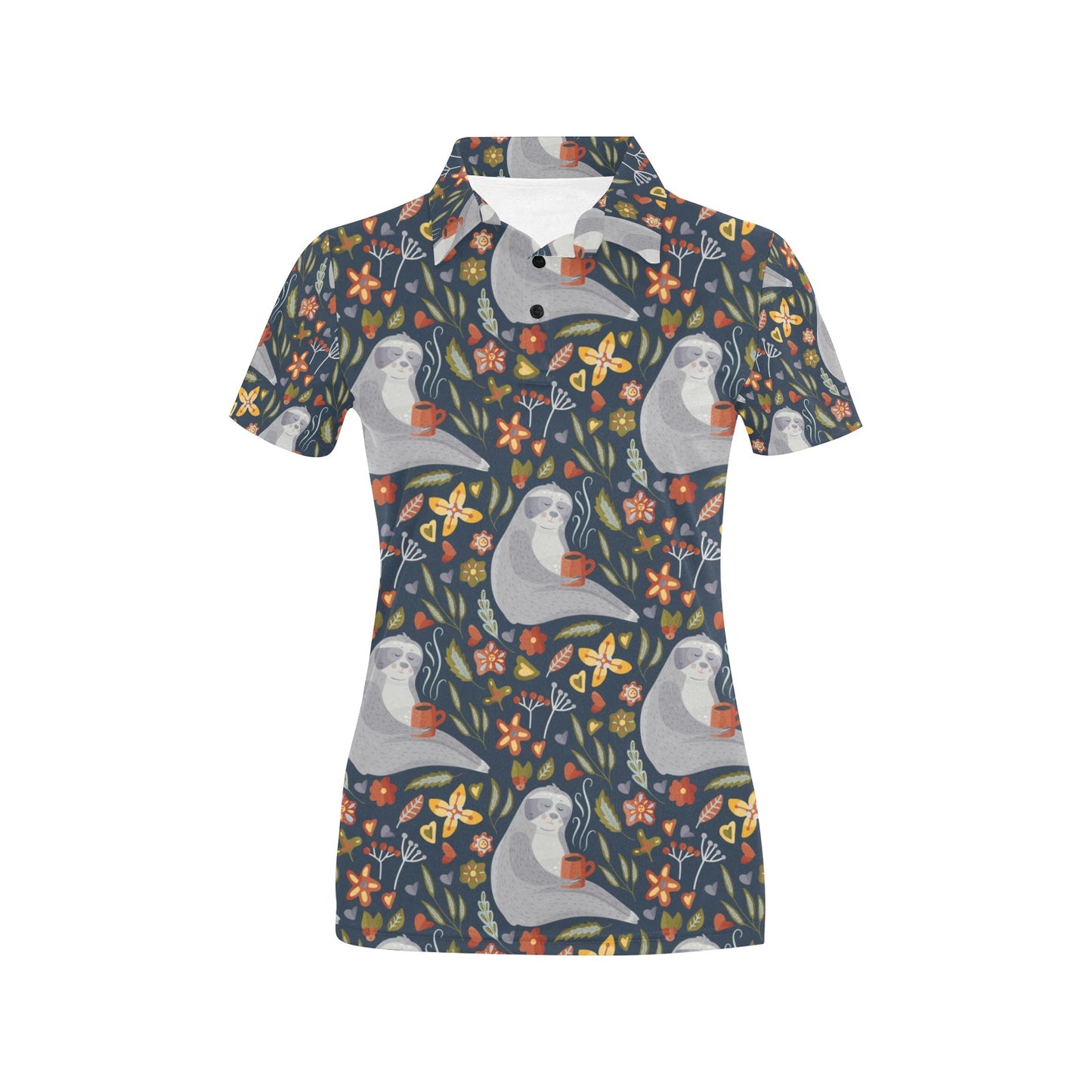 Sloth Print Design LKS303 Women's Polo Shirt