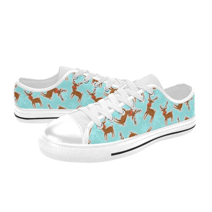 Reindeer Print Design LKS403 Women's White Low Top Shoes