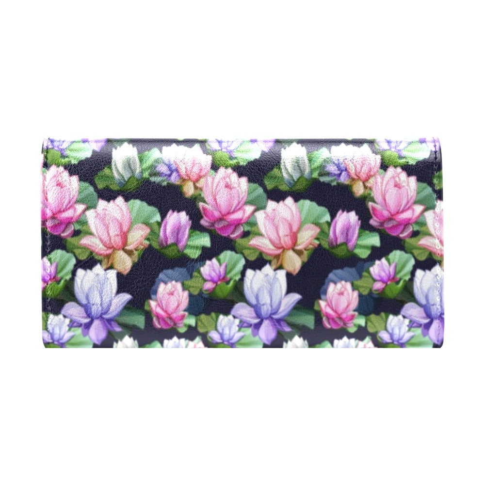 Lotus Flower Print Design Women's Trifold Wallet