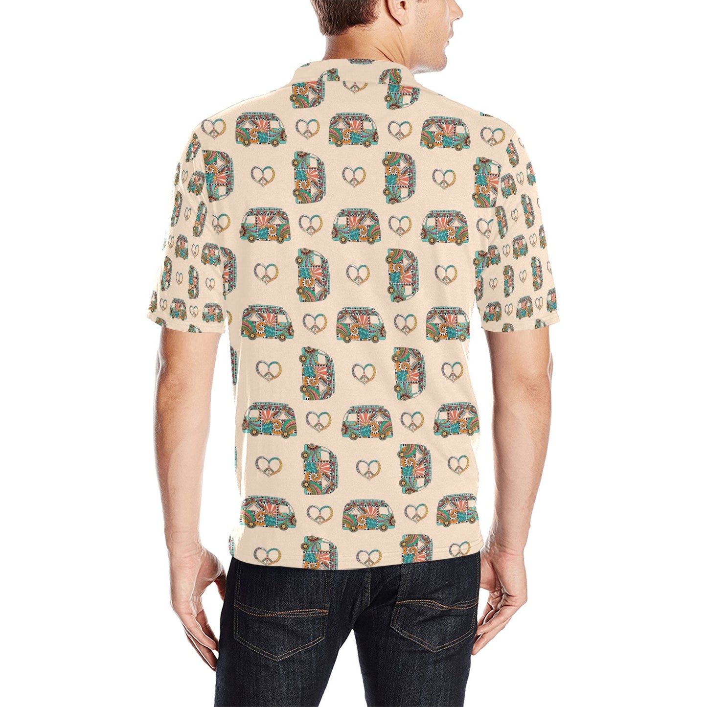 Hippie Van Peace Print Design LKS303 Men Polo Shirt