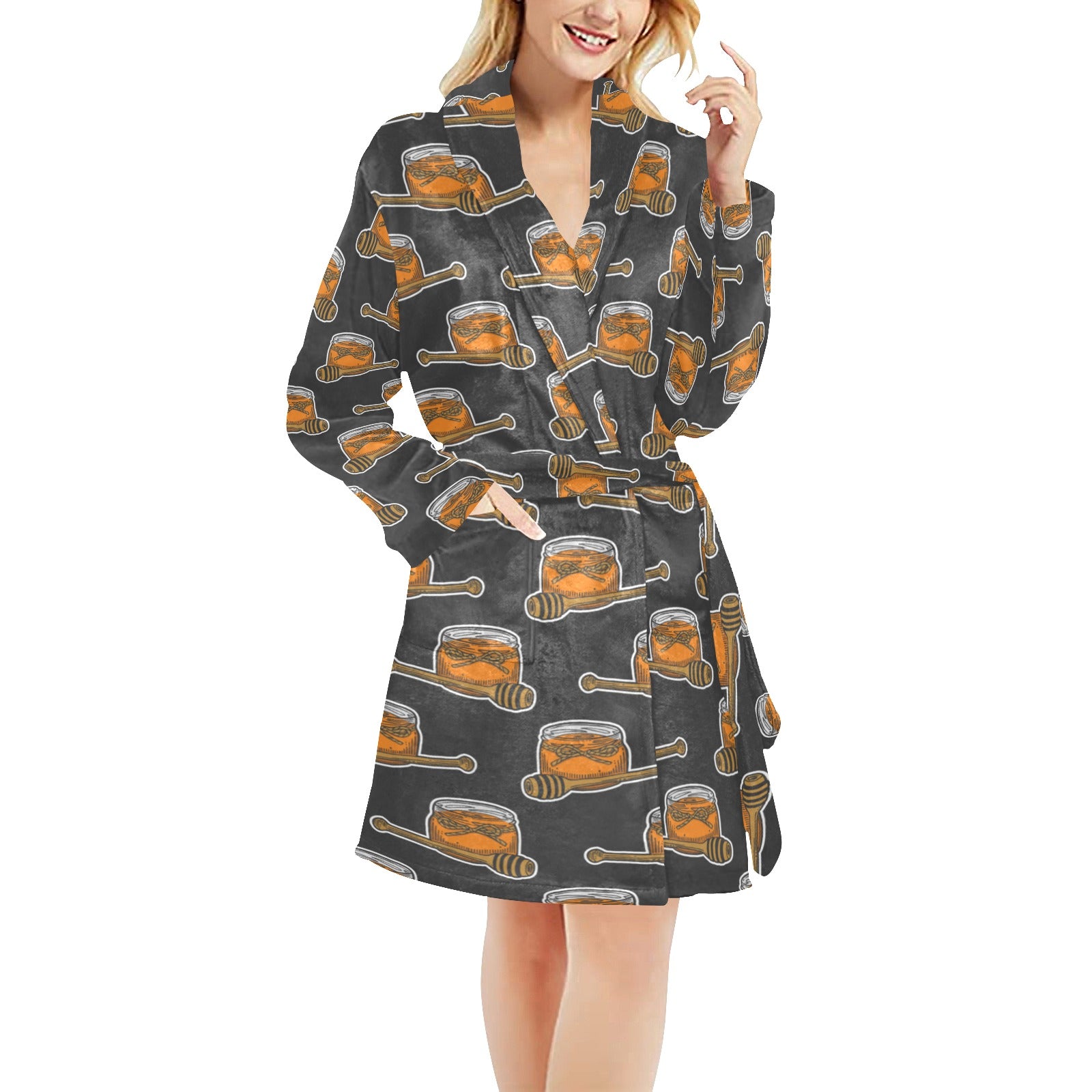 Honey Bee Print Design LKS305 Women's Fleece Robe