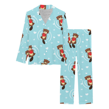 Sea Otter Cute Pattern Print Design 04 Women's Long Pajama Set