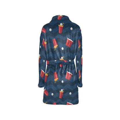 Beer Pong Pattern Print Design 01 Women's Fleece Robe