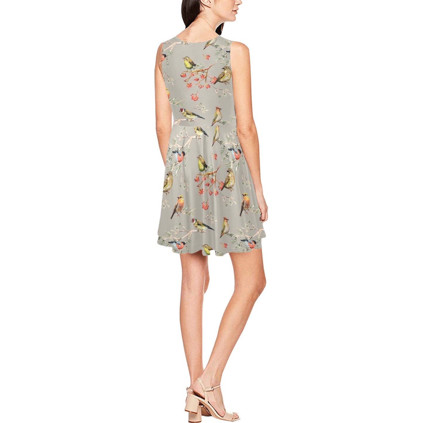 Birds Pattern Print Design 03 Sleeveless Dress