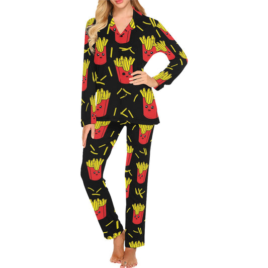French Fried Pattern Print Design 03 Women's Long Pajama Set