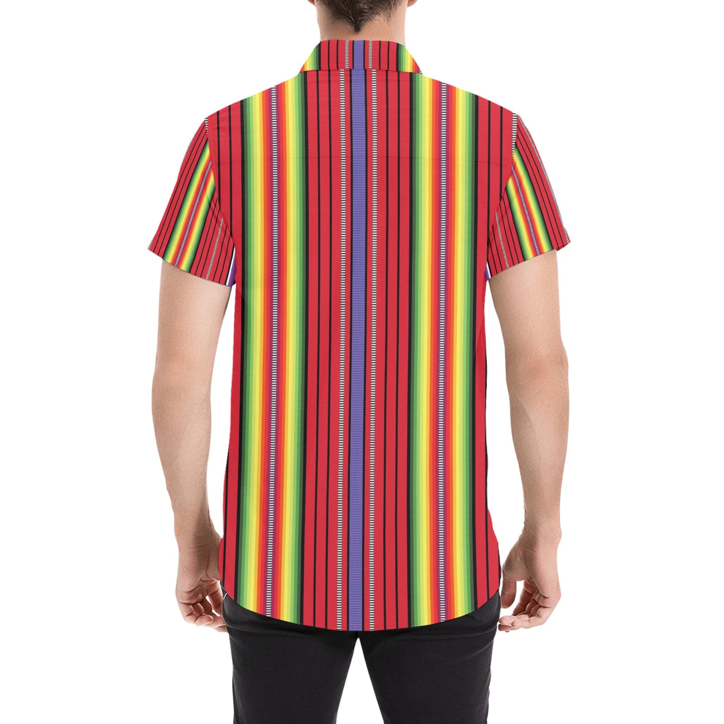 Serape Print Design LKS305 Men Short Sleeve Button Up Shirt