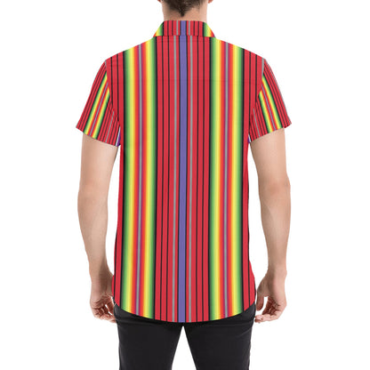 Serape Print Design LKS305 Men Short Sleeve Button Up Shirt
