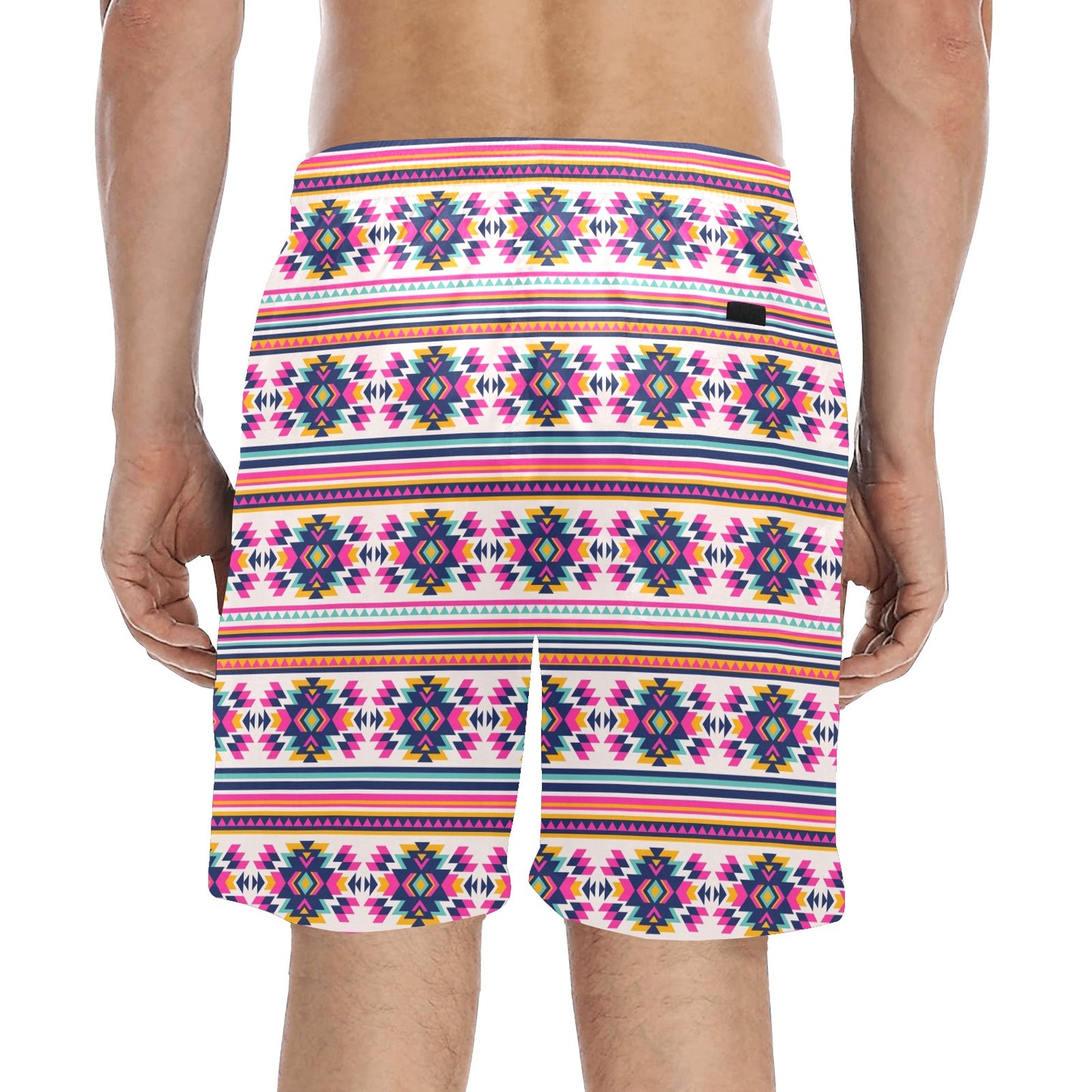 Indian Navajo Neon Themed Design Print Men's Swim Trunks Beach Shorts