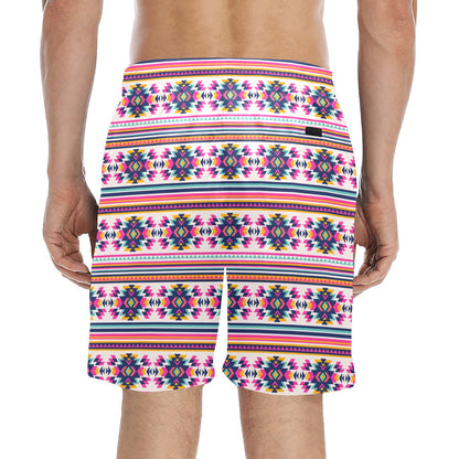 Indian Navajo Neon Themed Design Print Men's Swim Trunks Beach Shorts