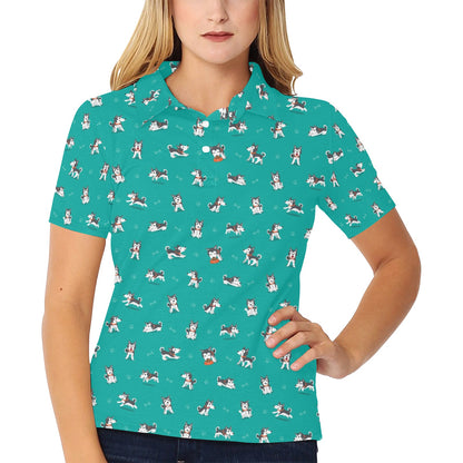 Siberian Huskies Print Design LKS303 Women's Polo Shirt