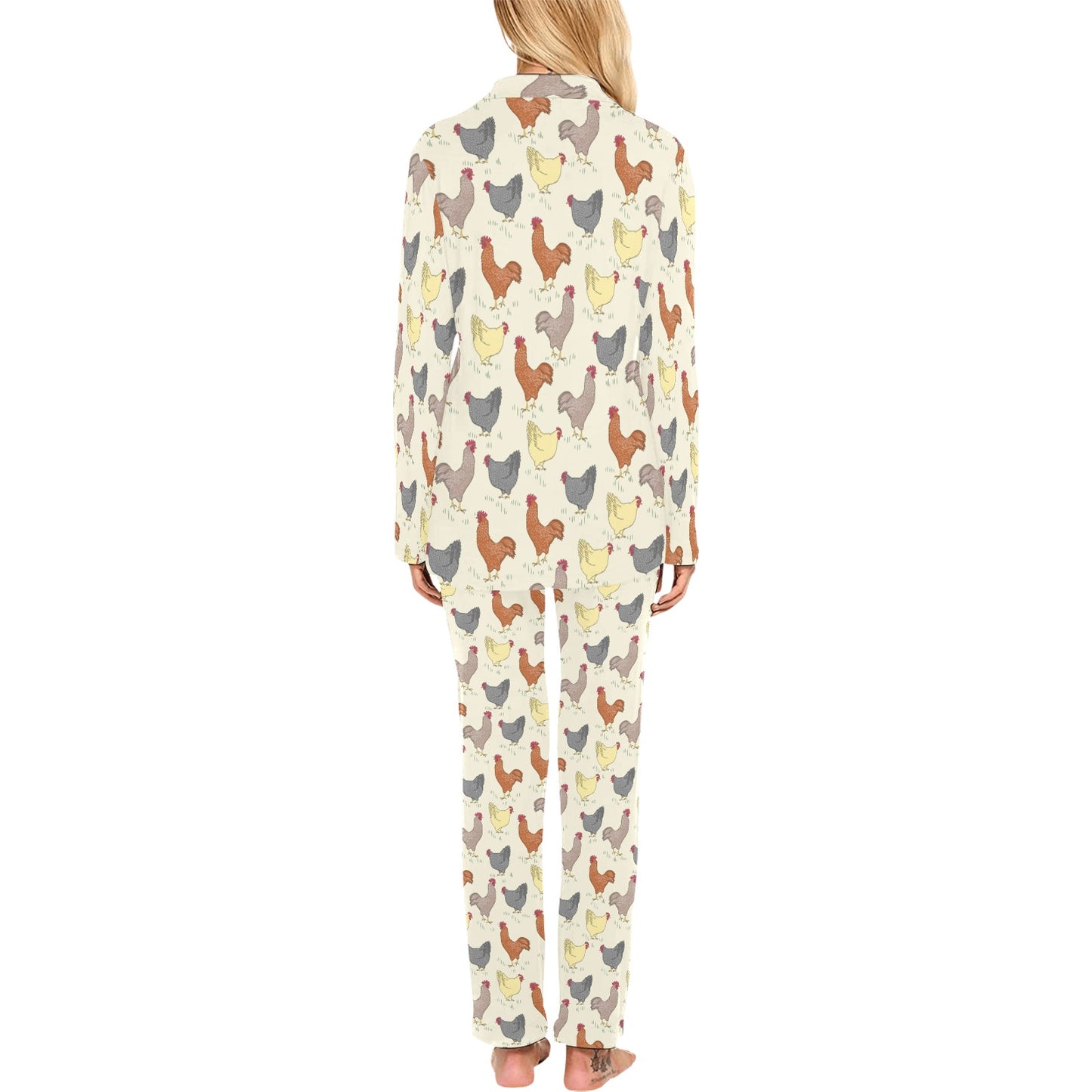 Chicken Pattern Print Design 05 Women's Long Pajama Set