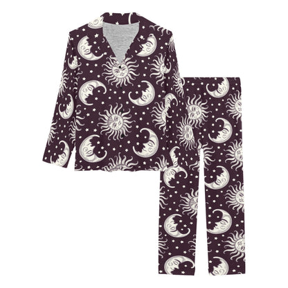Sun Moon Face Women's Long Pajama Set
