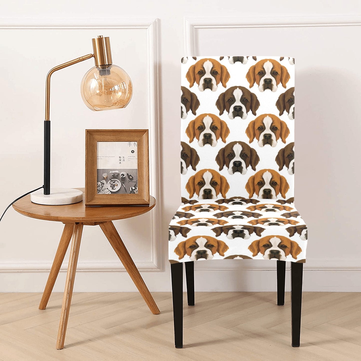 St Bernards Print Design LKS301 Dining Chair Slipcover