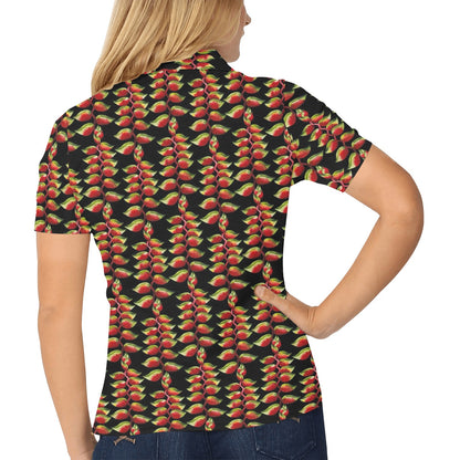 Heliconia Pattern Print Design HL05 Women's Polo Shirt