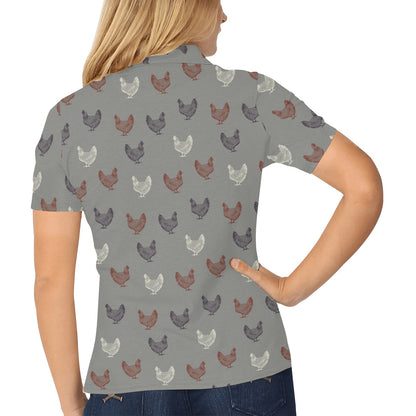 Chicken Pattern Print Design 01 Women's Polo Shirt