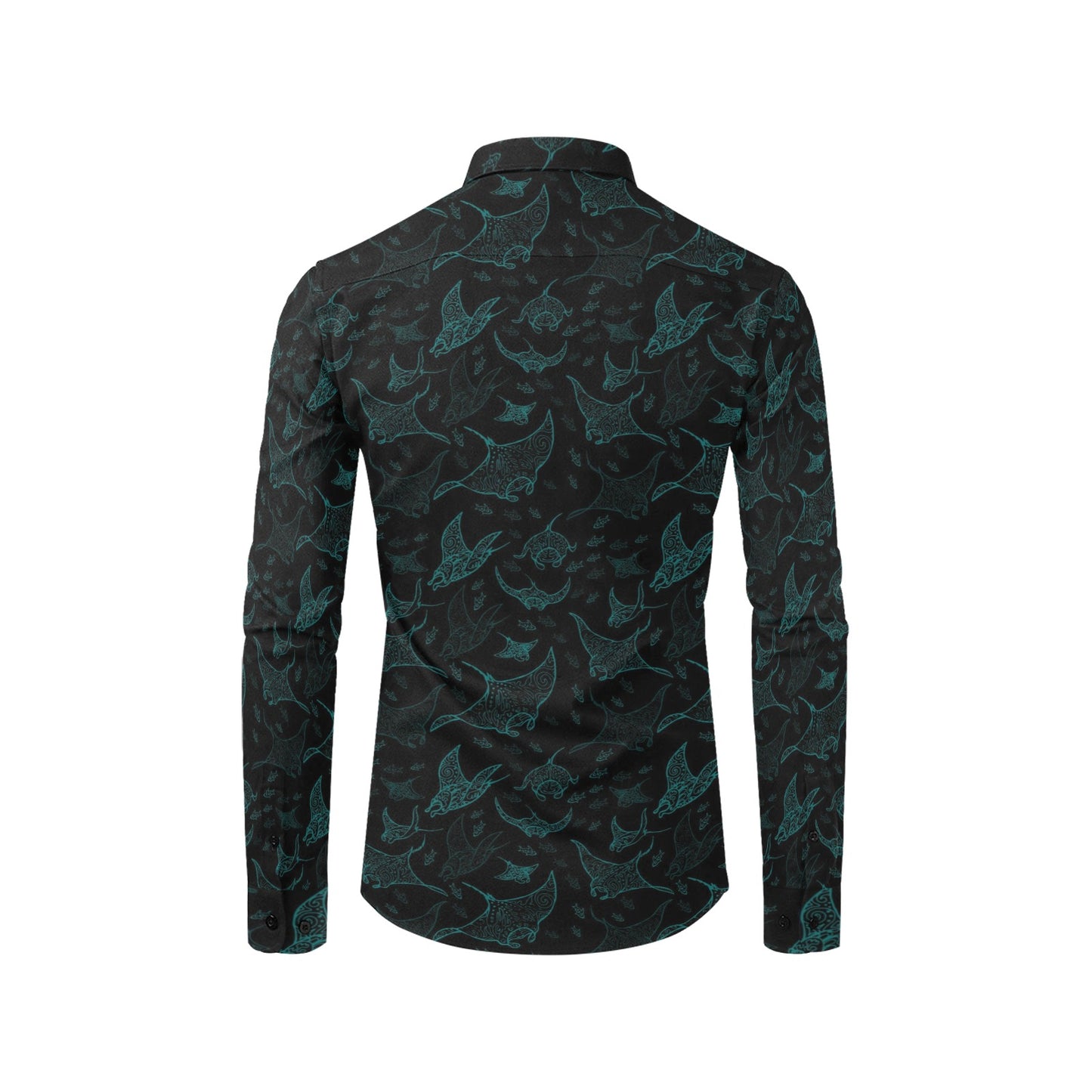 Manta Ray Print Design LKS402 Men's Long Sleeve Dress Shirt