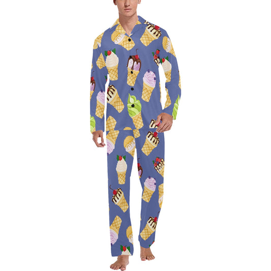 Ice Cream Pattern Print Design IC03 Men's Long Pajama Set