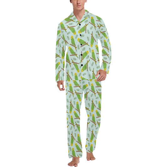 Budgerigar Pattern Print Design 04 Men's Long Pajama Set
