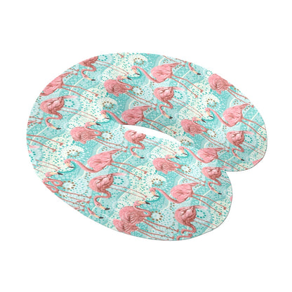 Flamingo Background Themed Print U-Shaped Travel Neck Pillow