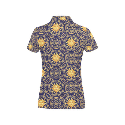 Celestial Gold Sun Face Women's Polo Shirt