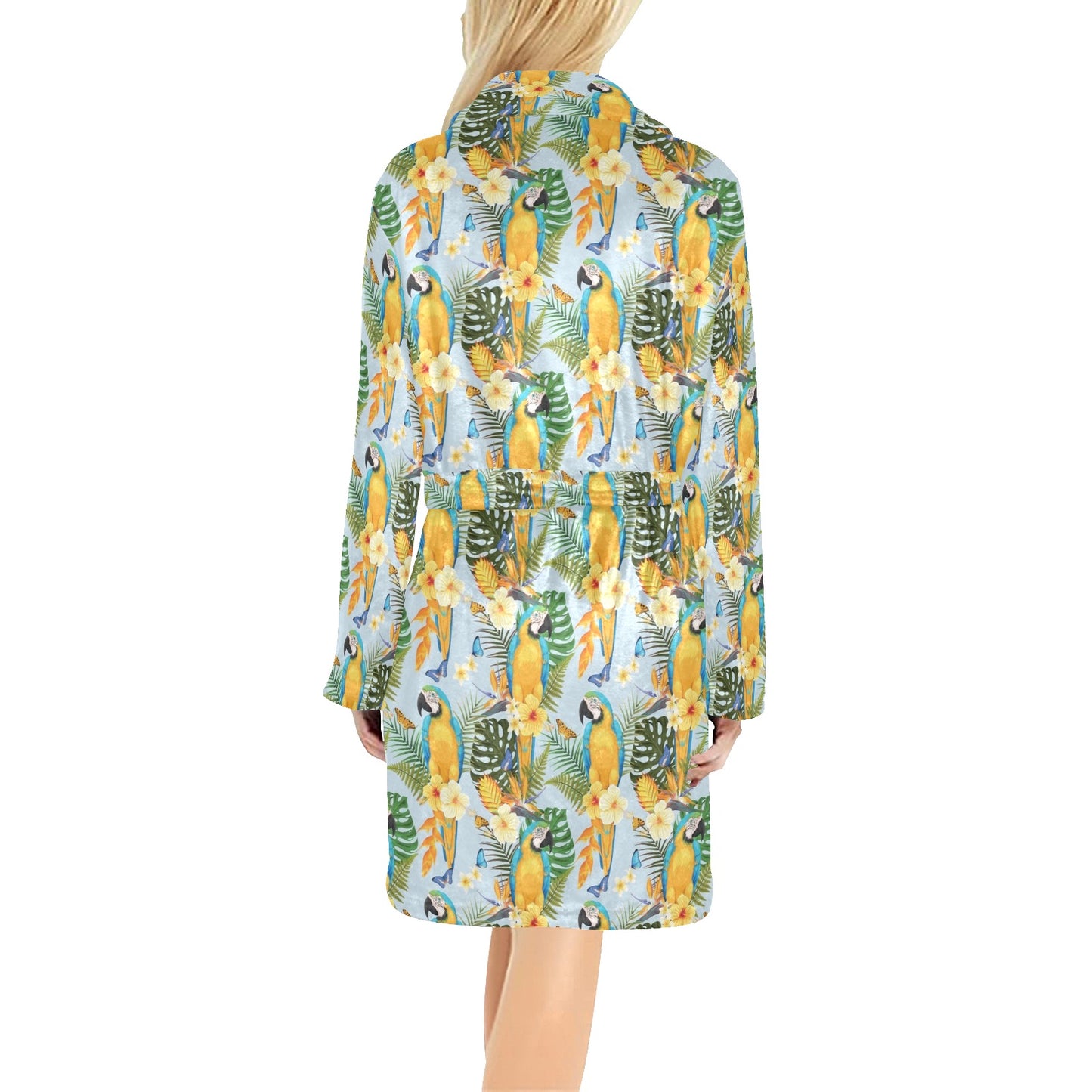 Parrot Pattern Print Design A04 Women's Fleece Robe