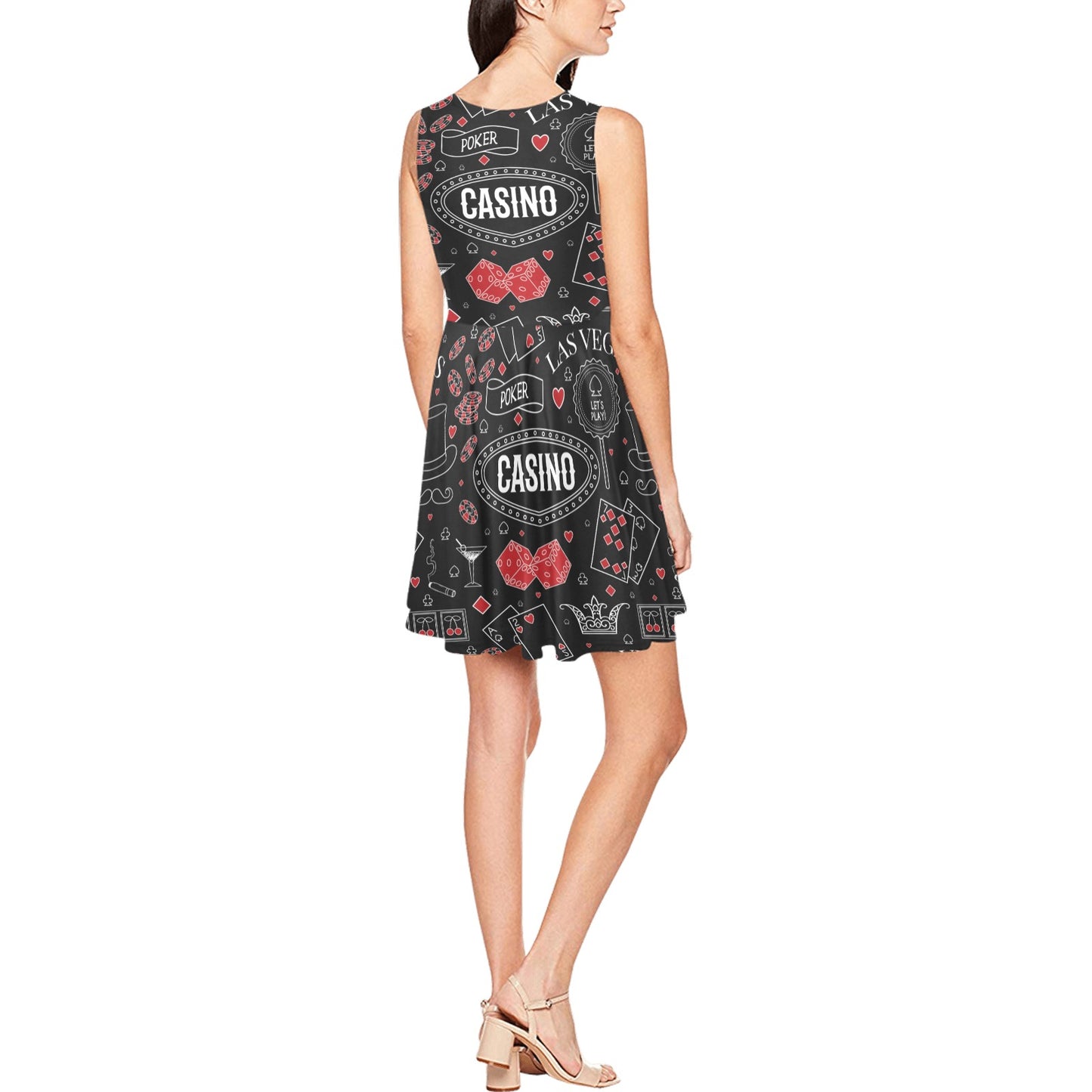 Casino Pattern Print Design 04 Sleeveless Dress