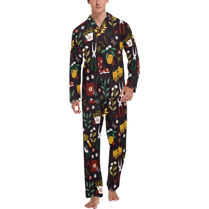 Gardening Pattern Print Design G05 Men's Long Pajama Set