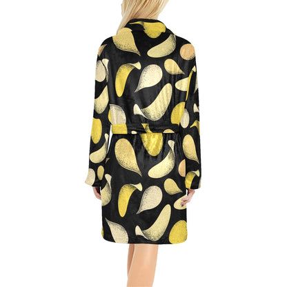 Potato Pattern Print Design A02 Women's Fleece Robe