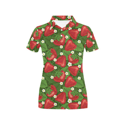 Strawberry Pattern Print Design SB05 Women's Polo Shirt