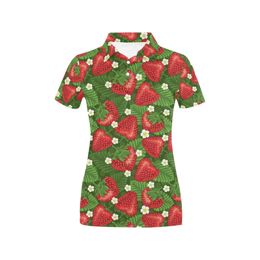 Strawberry Pattern Print Design SB05 Women's Polo Shirt