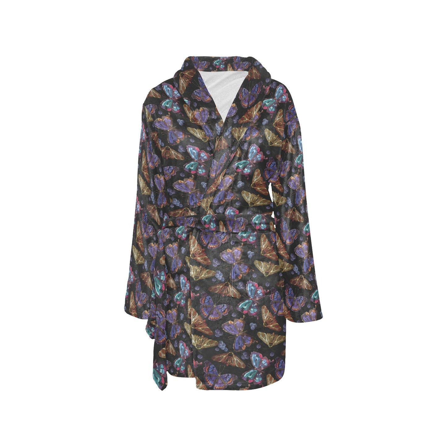 Butterfly Pattern Print Design 013 Women's Fleece Robe