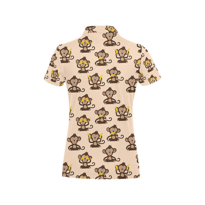 Monkey Pattern Print Design 03 Women's Polo Shirt