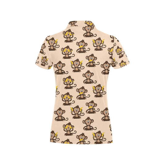 Monkey Pattern Print Design 03 Women's Polo Shirt