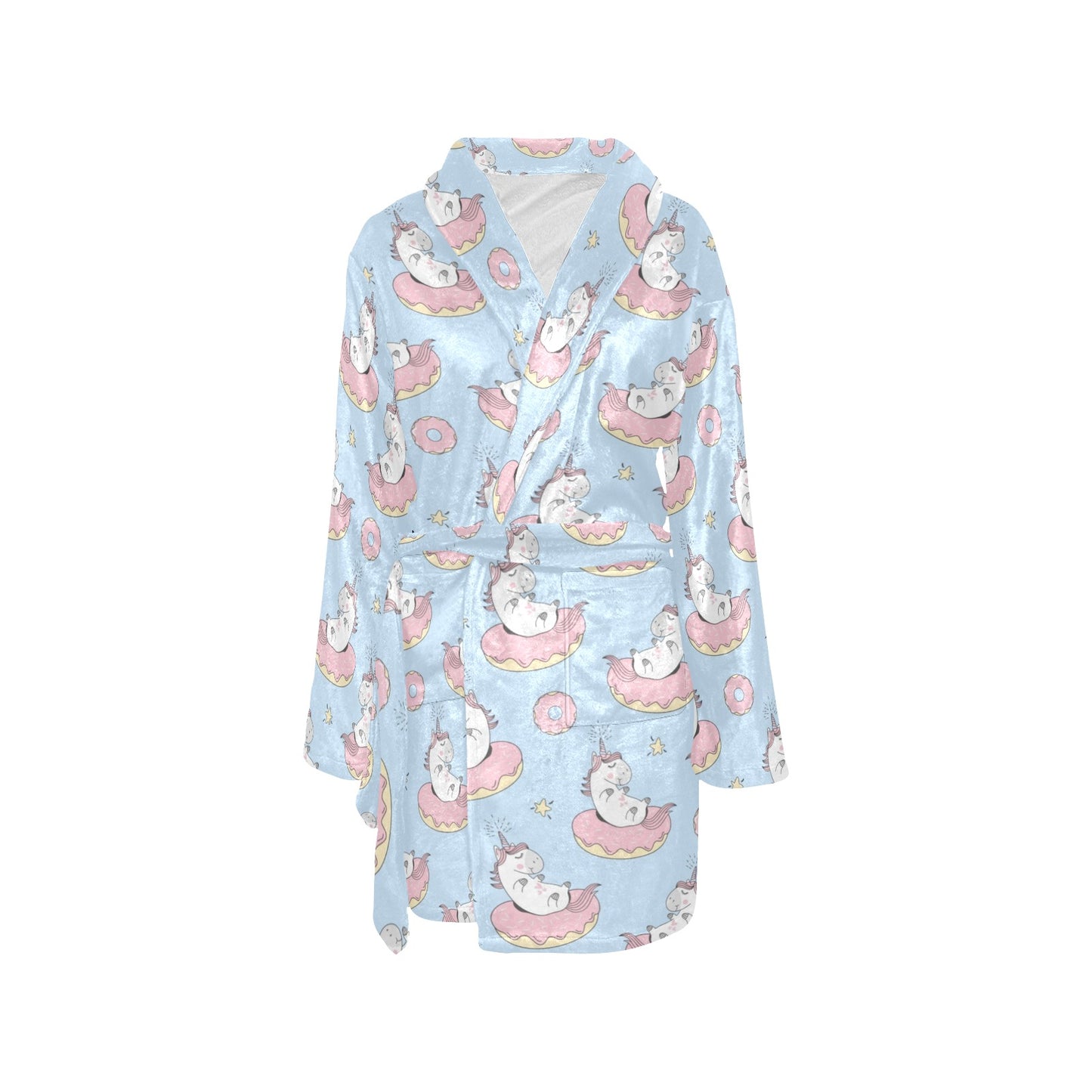 Donut Unicorn Pattern Print Design DN014 Women's Fleece Robe