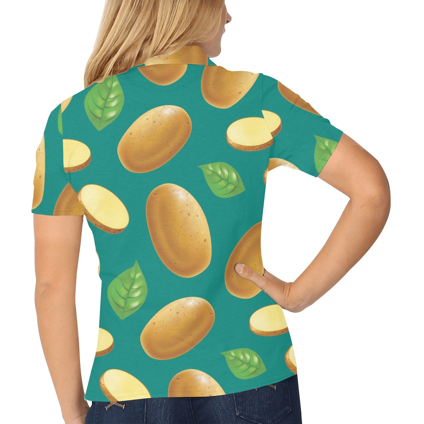 Potato Pattern Print Design A04 Women's Polo Shirt