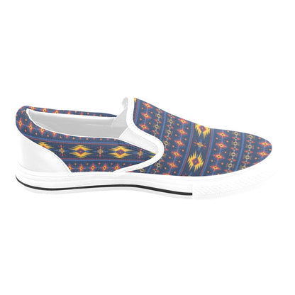 Southwest Pattern Print Design LKS306 White Slip Ons Canvas Women's Shoes