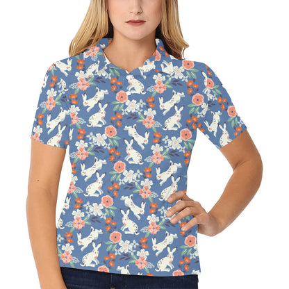 Bunny Pattern Print Design 07 Women's Polo Shirt