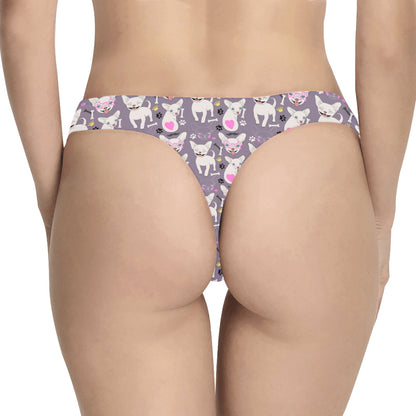 Chihuahua Happy Pattern Women's Thongs