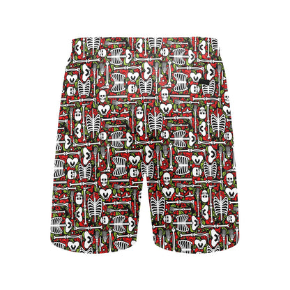 Skeleton Pattern Print Men's Swim Trunks Beach Shorts
