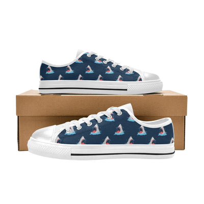 Shark Print Design LKS3010 Women's White Low Top Shoes