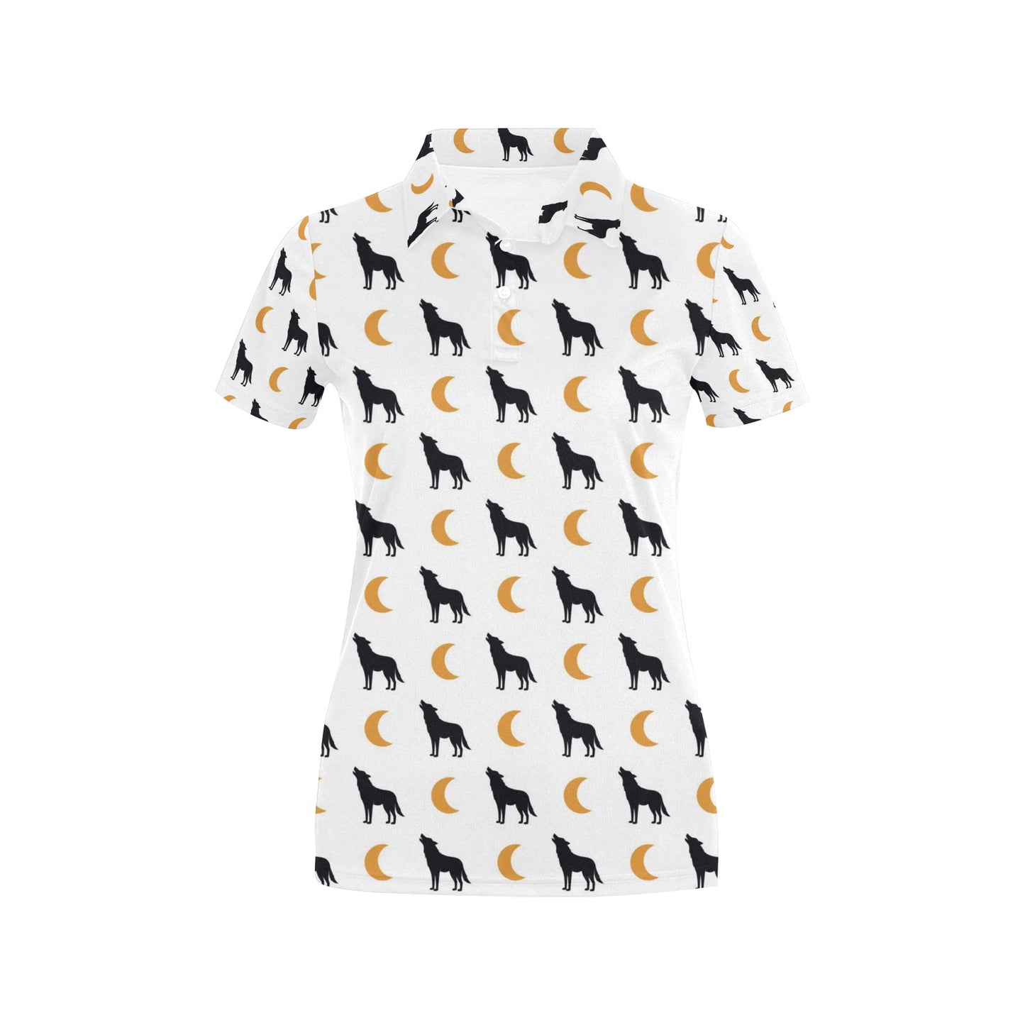 Wolf Moon Print Design LKS302 Women's Polo Shirt